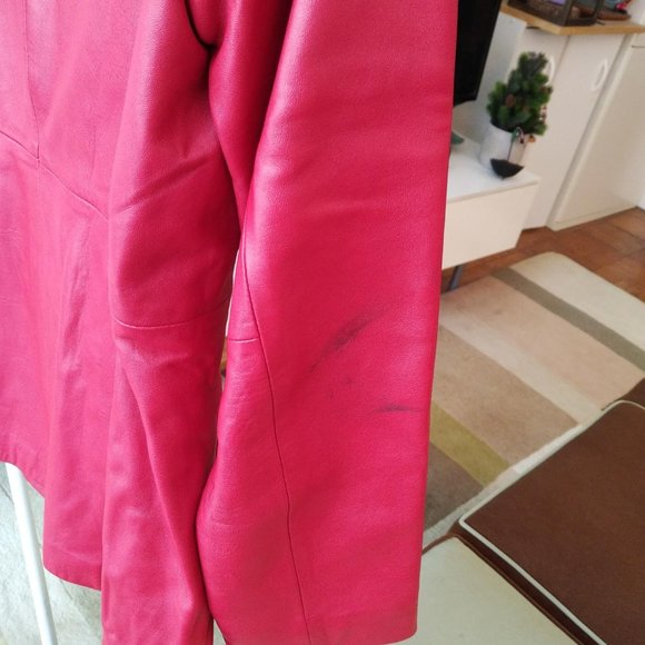 Red Leather Jacket / Blazer -(size M)-LNR - La Nouvelle Renaissance LNR Vintage - Picture 5 of 5